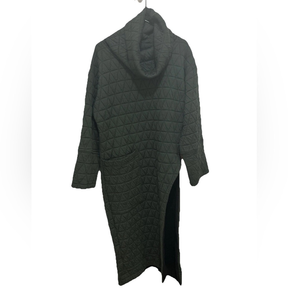 Gershon Bram Quilted Green Cowl Neck Tunic Dress MEDIUM